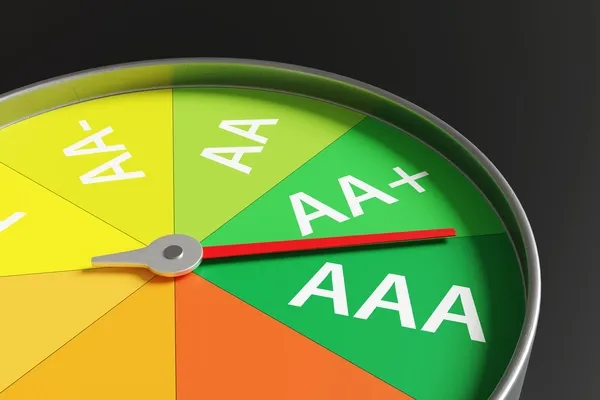 Scheibe die verschiedene Länderratings anzeigt